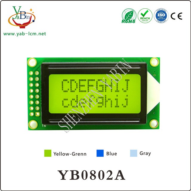 8x2 Character LCD Display Module YB0802A