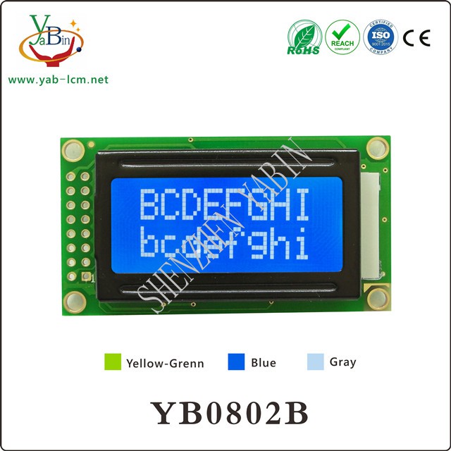 8 Characters x 2 Lines LCD Display Module YB0802B
