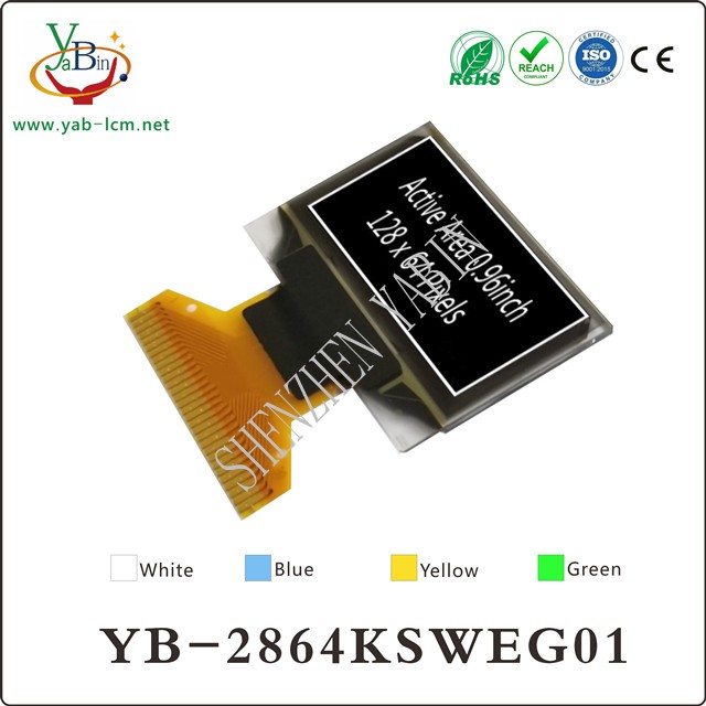 0.96 inch 128X64 monochrome oled ：YB-2864KSWEG01